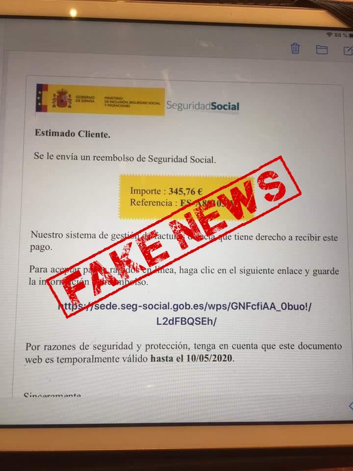 Campaña de correos electrónicos falsos que suplantan a la Seguridad Social